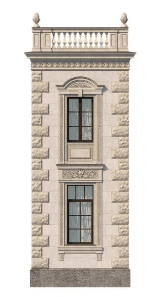 Hus Klassisk Stil Med Sten Fasade Beige Toner Rendering — Stockfoto
