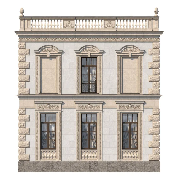 Haus Klassischen Stil Mit Einer Steinfassade Grautönen Darstellung — Stockfoto