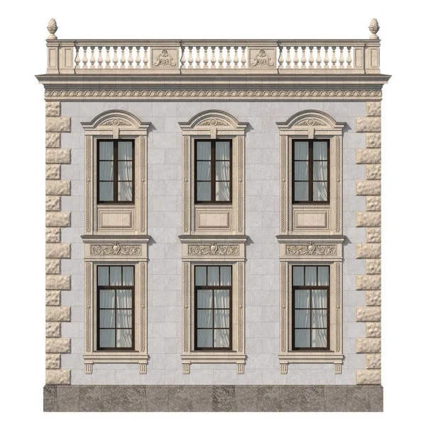 Дом Классическом Стиле Каменным Фасадом Серых Тонах Рендеринг — стоковое фото