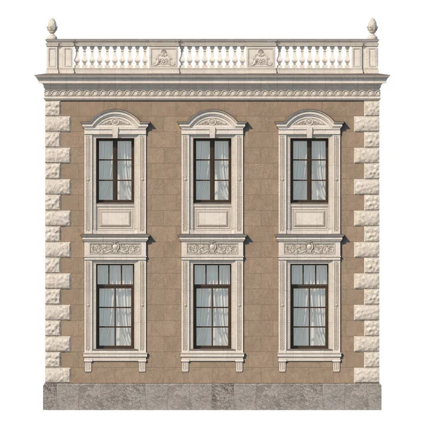Фасад Дома Классическом Стиле Красного Кирпича Окнами Рендеринг — стоковое фото