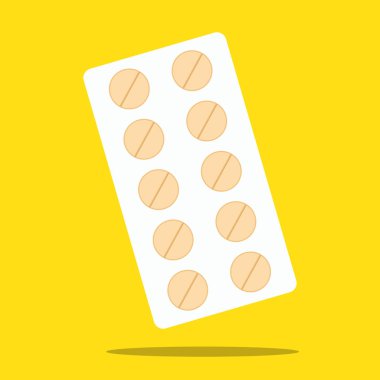  hap ve kapsül. Vektör çizimler üzerinde arka izole paketi