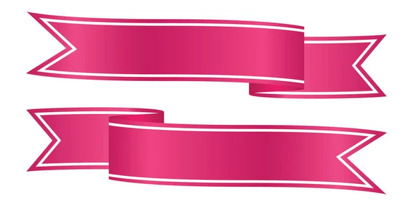 Set Pink Ribbon Baner Icon Arch Ribbon Banner Icon White — Stock Vector