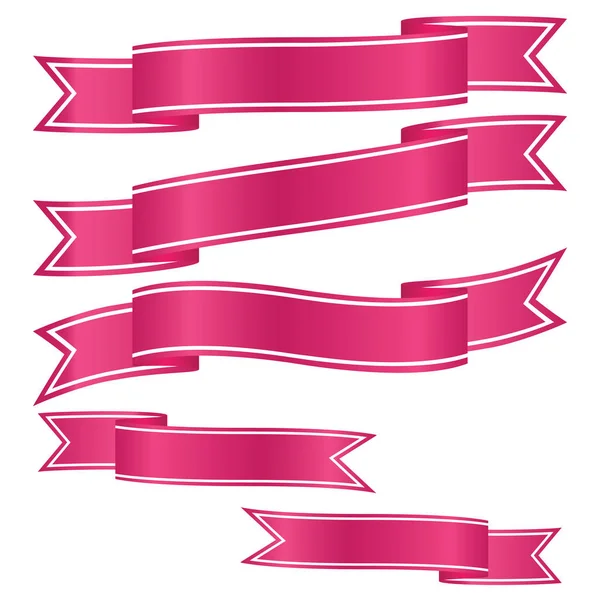 Набор Иконки Розового Баннера Ленты Иконка Баннера Арки Белом Фоне — стоковый вектор