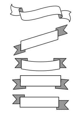 dizi şerit afiş simgesi, kemer kurdele afiş simgesi, şerit baner, anahat stili beyaz arka plan üzerinde