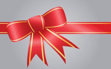 Altın trim, kemer yay şerit afiş, kırmızı kurdele altın kenarlı büyük kırmızı şerit yay vardır