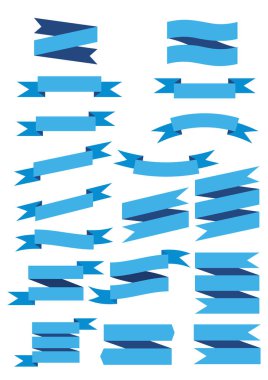 Mavi Şerit baner simgesi, şerit ve beyaz arka plan üzerinde kemer banner kümesi