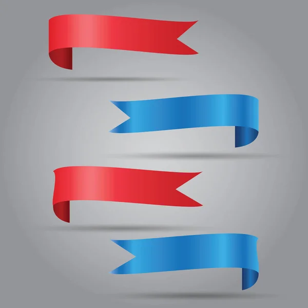 Σύνολο Των Banner Εικονίδιο Μπλε Και Κόκκινη Κορδέλα Κορδέλα Baner — Διανυσματικό Αρχείο
