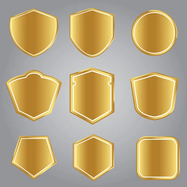 Retro Golden Shields Vector Collection Gold Label Badges — Stock Vector