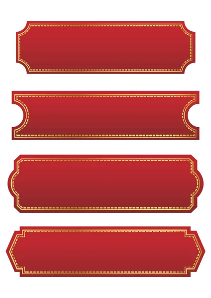 Conjunto Banner Cinta Roja Sobre Fondo Blanco — Archivo Imágenes Vectoriales