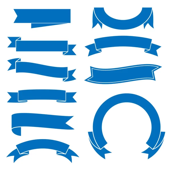 set of blue ribbon baner icon