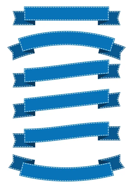 Sada banner ikona s modrou stužkou — Stockový vektor