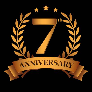 Laurel Çelengi ve Altın Kurdele İllüstrasyonlu 7. Altın Yıldönümü logosu
