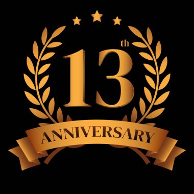 Laurel Çelengi ve Altın Kurdele İllüstrasyonlu 13. Altın Yıldönümü logosu