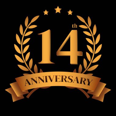Laurel Çelengi ve Altın Kurdele İllüstrasyonlu 14. Altın Yıldönümü logosu