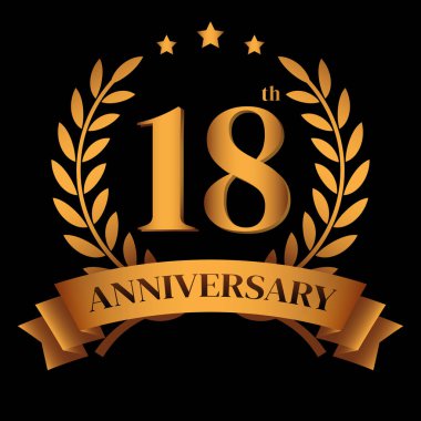 Laurel Çelengi ve Altın Kurdele İllüstrasyonlu 18. Altın Yıldönümü logosu