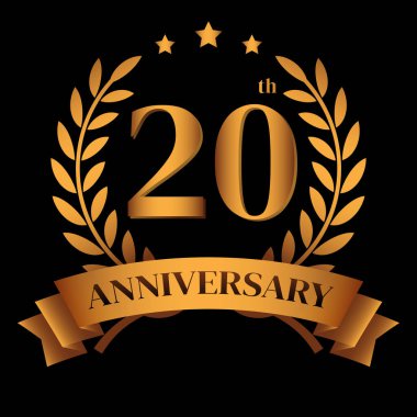 Laurel Çelengi ve Altın Kurdele İllüstrasyonlu 20. yıl dönümü logosu