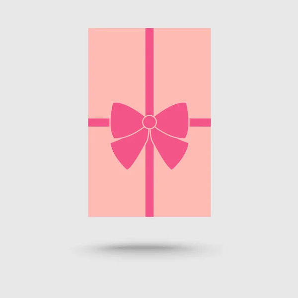 Top View Κουτί Δώρου Ροζ Φιόγκο Επίπεδη Σχεδίαση Λευκό Φόντο — Διανυσματικό Αρχείο
