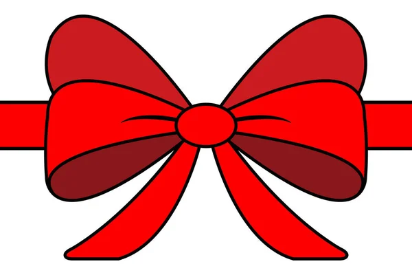 Rote Schleife Für Die Feier Von Weihnachten Und Geburtstag Flaches — Stockvektor