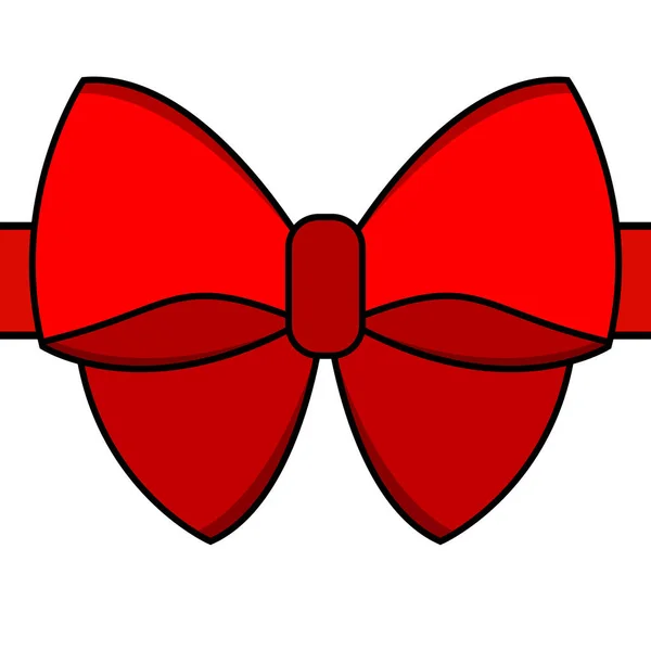 Red Bow Celebration Christmas Birthday Flat Design Isolated White Background — Stock Vector