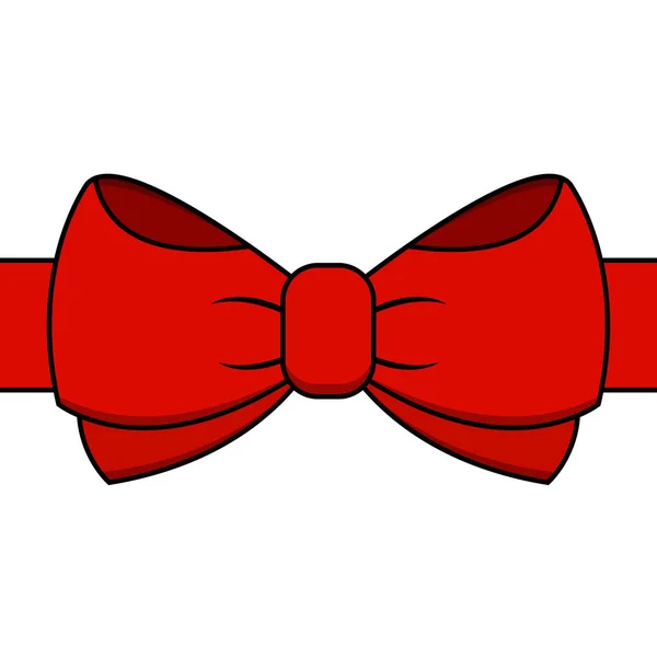 Červená Mašle Pro Oslavu Vánoc Narozenin Plochý Design Izolovaný Bílém — Stockový vektor