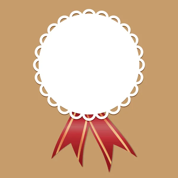 Beau Cadre Rond Napperon Avec Bannière Ruban Rouge Modèle Pour — Image vectorielle