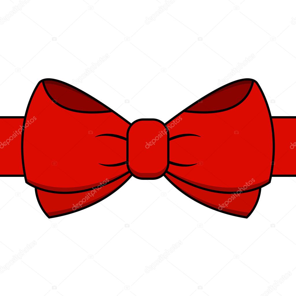  Red bow for celebration christmas and birthday, flat design isolated on white background,bow  for business and design. Design elements