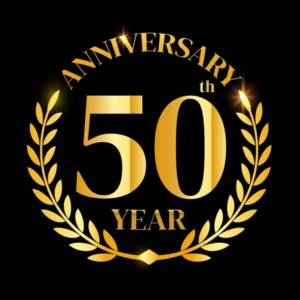 Ellinci Altın Yıl Dönümü Logosu Laurel Çelengi Vektör Llüstrasyonu — Stok Vektör