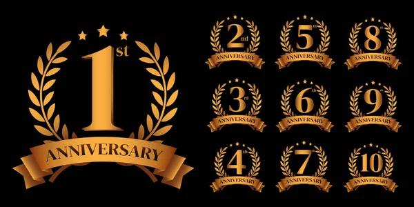 Altın Yıl Dönümü Logosu Seti Vektör Altın Numaralar Logo Tasarımı — Stok Vektör