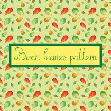 el çizilmiş huş yaprakları desen