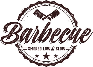 Vintage Barbekü Menü tasarım damgası