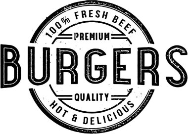 Vintage Burger Menü Tasarım Damgası
