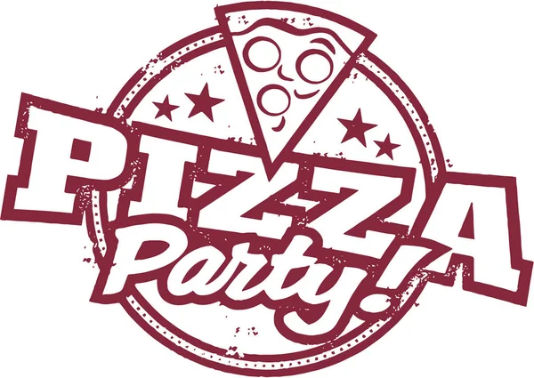 Pizzaparty Mit Stempel — Stockvektor