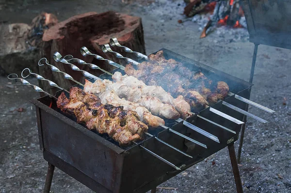 Sıcak şaşlık şiş üzerinde