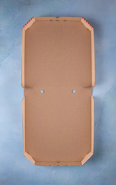 Całkiem Nowe Czyste Brązowe Pudełko Otworzyło Puste Pudełko Pizzy Tektury — Zdjęcie stockowe