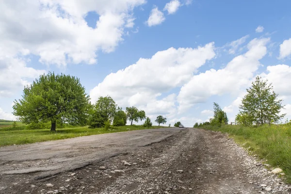 Route Complètement Détruite Zone Circulation Difficile Menace Dommages Véhicule Campagne — Photo