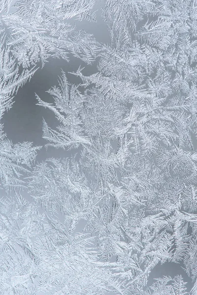 Abstract Frosty Ornamenton Vensterglas Close Winter Vakantie Verticale Achtergrond — Stockfoto