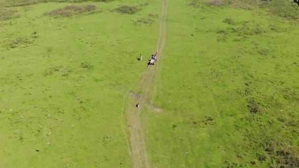 Drohobych Ukraine July 2018 Two Men Riding Dirt Road Old — Stock Video