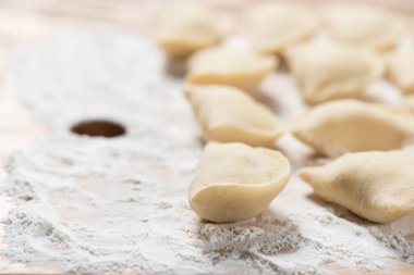 Çiğ köfte kaynatın hazır yakından kopya alanı ile. Olarak da bilinen Vareniks, Ukraynalı geleneksel mutfağı