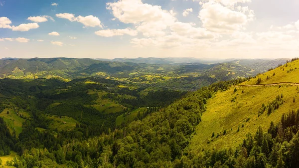 Aerial Drone View Picturesque Nature Green Coniferous Forests Slopes Mountains — Stock Photo, Image