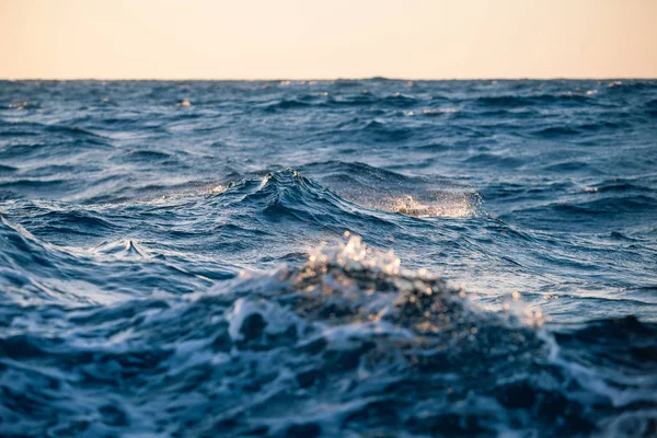 Large sea waves at sunset closeup — Stock Photo, Image