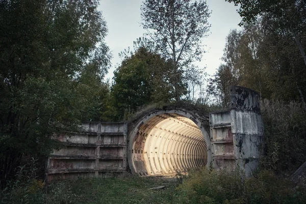 Покинутий балістичний ракетний бункер у лісі Стокова Картинка