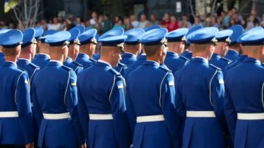Militari pillots sırada. Ukrayna'nın Bağımsızlık Günü onuruna askeri geçit töreni. Kiev, Ukrayna - 24 Ağustos 2018