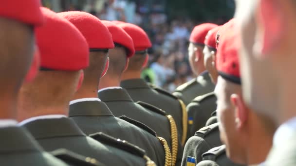 Close-up de forças de infantaria da Ucrânia em fileiras — Vídeo de Stock