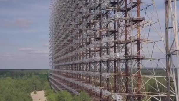 Telekomunikační centrum v Pripjat, v Černobylu-Duga — Stock video