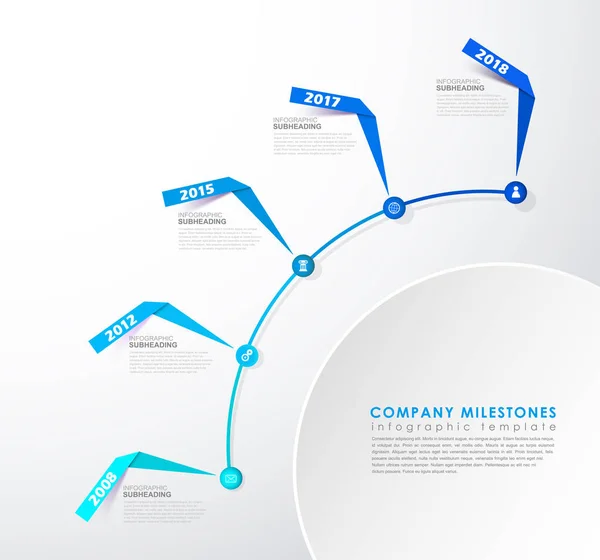 Infographic Colorful Milestones Time Line Vector Template Icons — Stock Vector