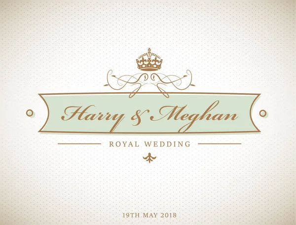 Harry Meghan Royal Düğün Kartı — Stok Vektör