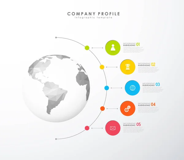 Infographic Färgglada Företag Profil Vector Mall Med Ikoner — Stock vektor