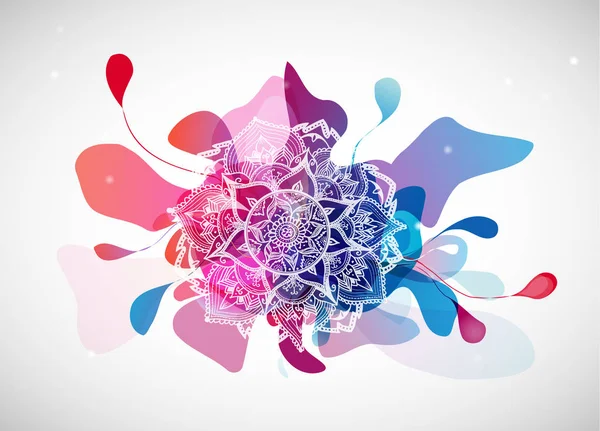 Daireler ve mandala soyut renkli çiçek arka plan.