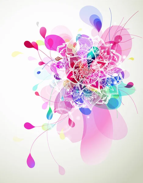 Fond Fleur Couleur Abstraite Avec Cercles Mandala — Image vectorielle