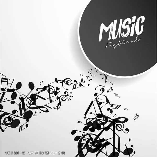 Modello Poster Pubblicitario Del Festival Musicale Astratto Con Melodie — Vettoriale Stock